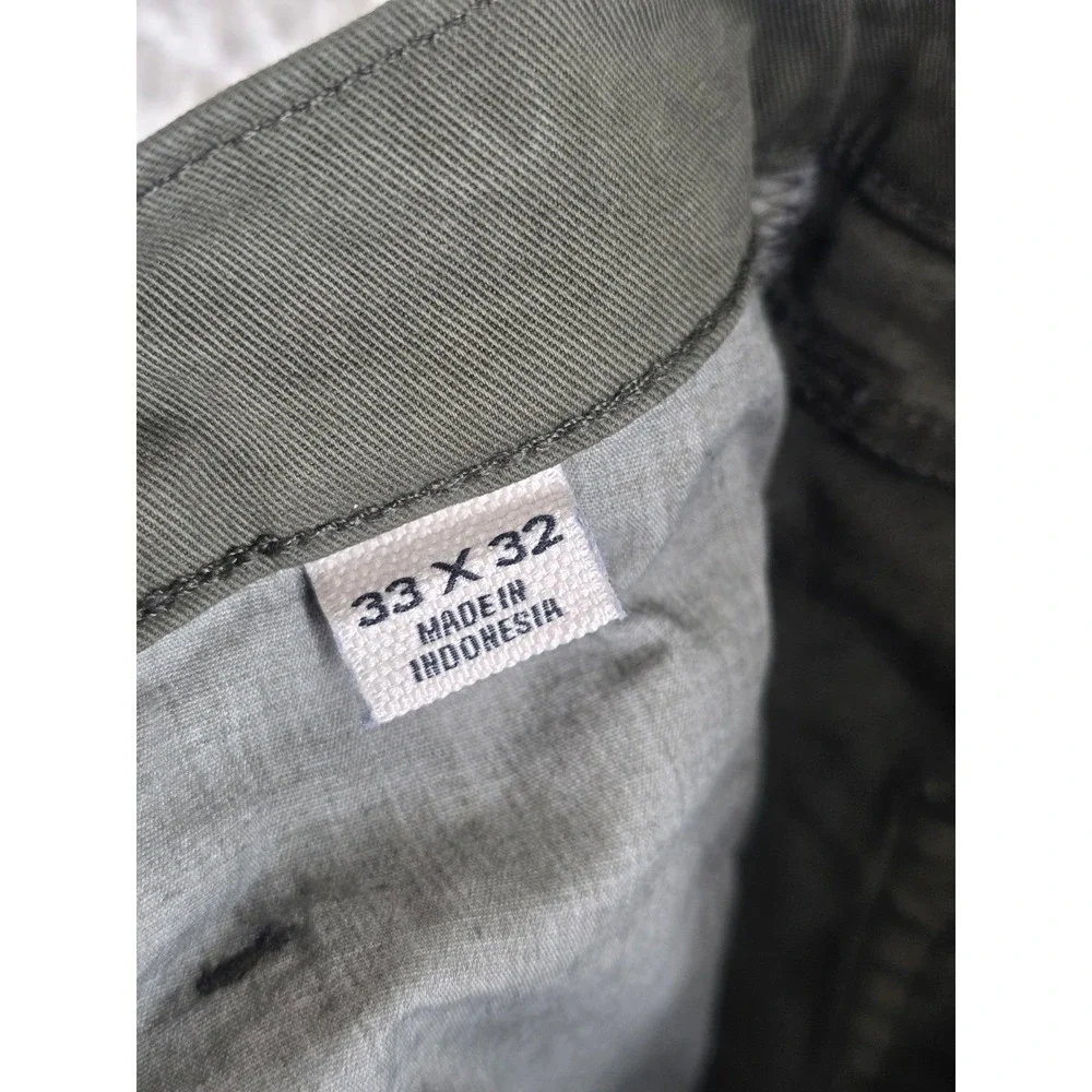 Flint and Tinder 365 Pants Mens 33x32 Olive Green Tapered Fit Chino Trouser